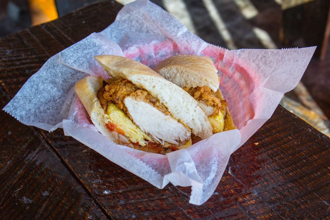 The Egg Sandwich with Chicken ($11)<br/>